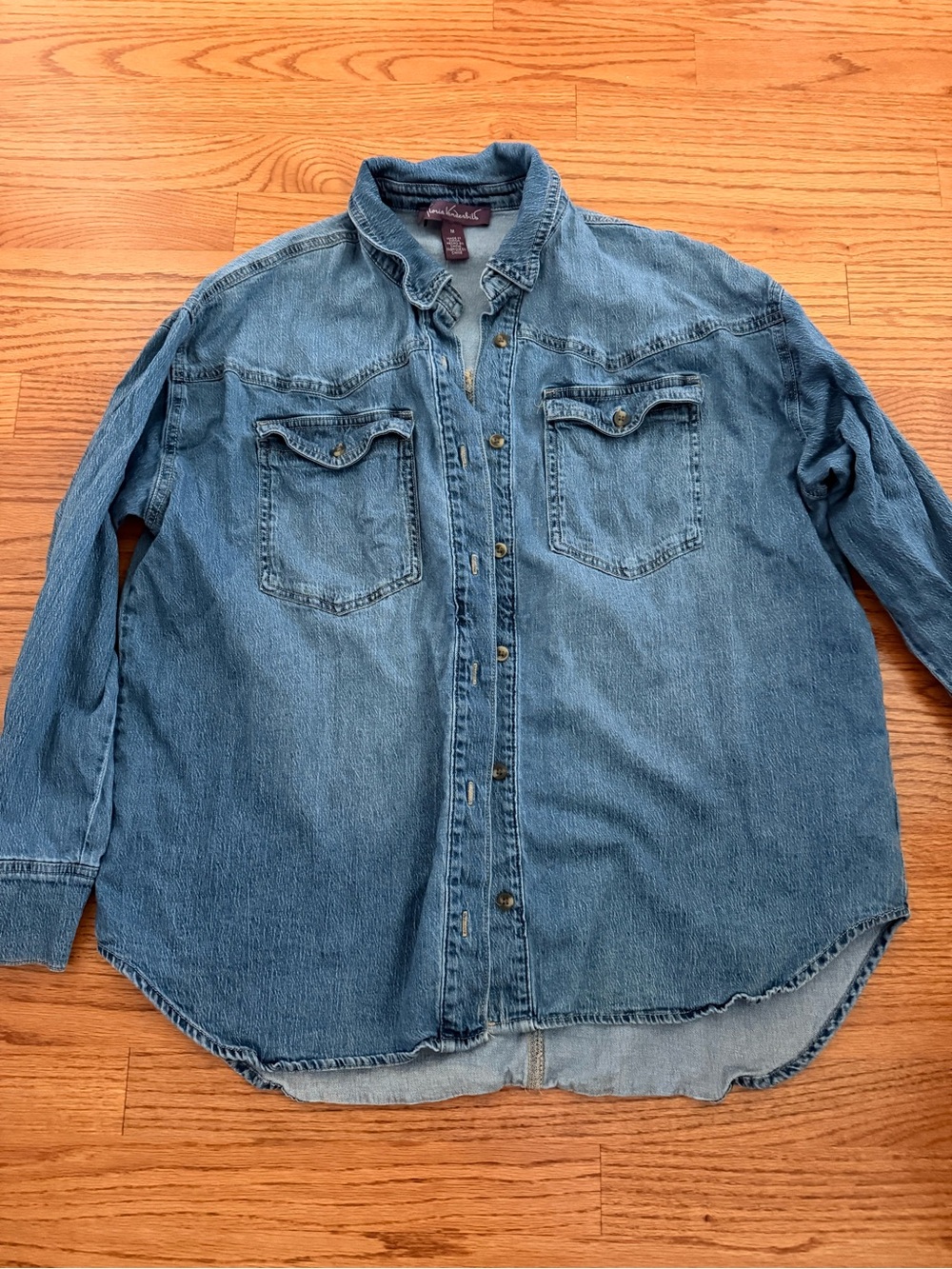 Denim Button-Up Shirt in Medium Blue